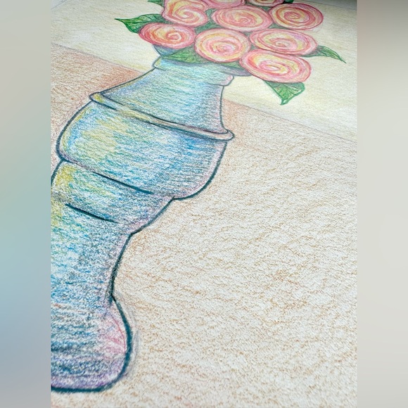 Handmade Hand Crafted Original Artwork Colored Pencil Drawing Flowers Still Life - Picture 3 of 5